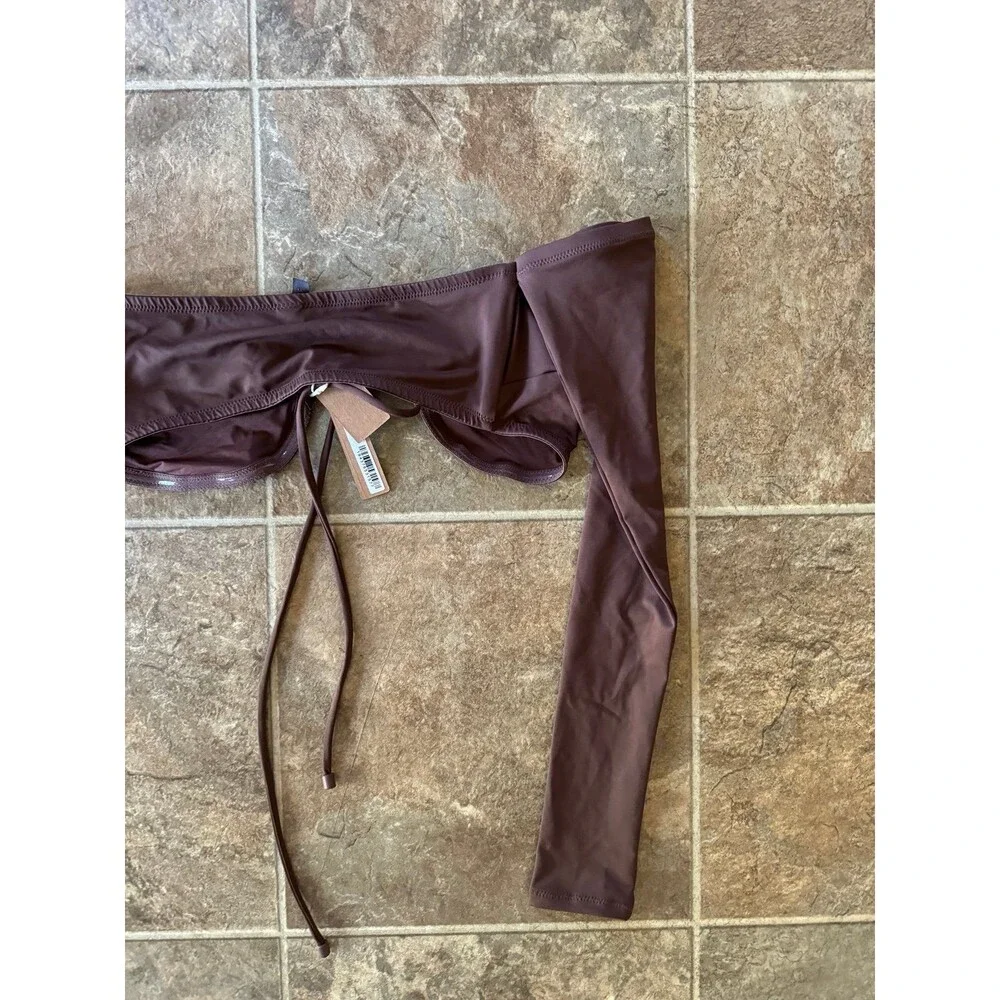 SKIMS Swim Long Sleeved Bikini Top Cocoa Size Small